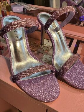 Madden Girl Lavender Glitter Strappy Heels